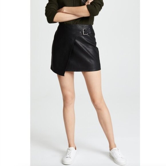 Jack by BB Dakota Black Faux Leather Killa Buckled Mini Skirt NWT - Picture 1 of 3